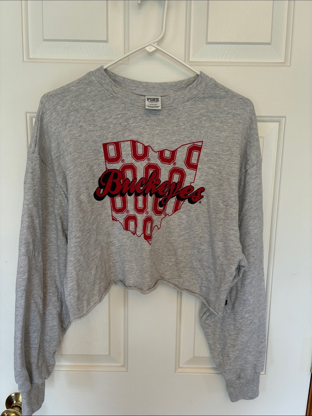 PINK VS Women’s Gray Crewneck Sweatshirt Size Small Red Ohio State